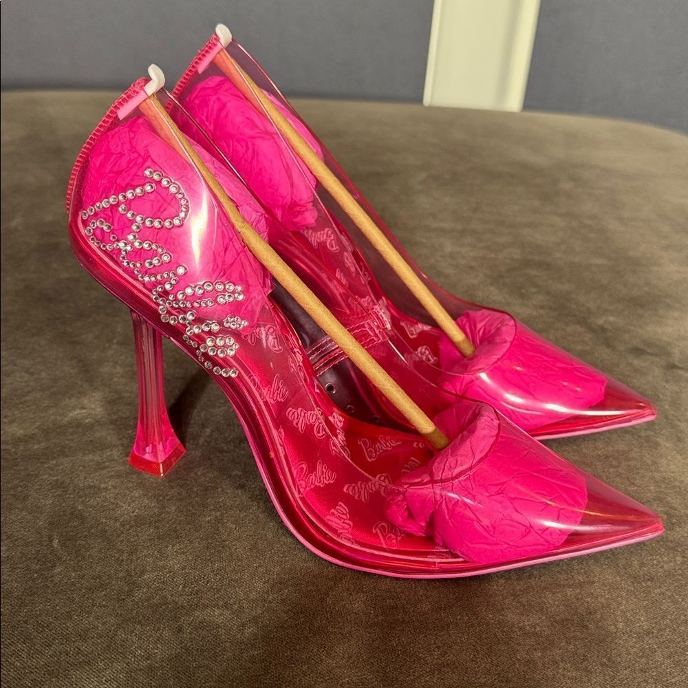 Barbie x ALDO Barbiestessy Collection Pink Translucent Pointed Toe Pumps 7.5 NEW - Picture 7 of 15